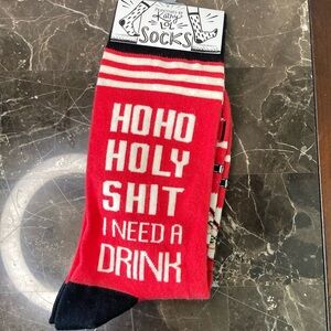 NWT Unisex Red & Black Sarcastic Christmas socks One Size